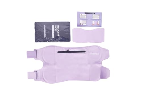 CIVERMEX 2 Pcs Castor Oil Pack Wrap - Medium Size Organic Reusable Kit Relieves Stress and Constipation - Compress Packs for Liver Detox Adjustable Elastic Waist and Neck Strap (Pink) (Purple)