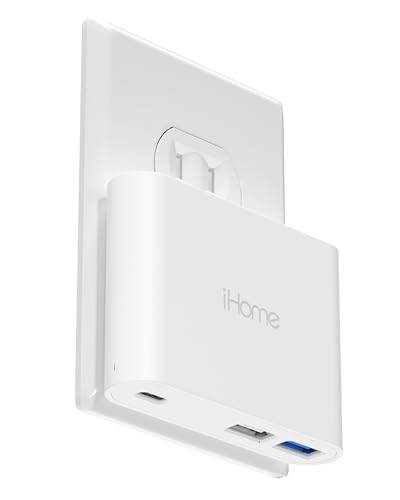 iHome 32W AC Pro Multi Port USB Wall Charger Block - Charging Station for Multiple Devices with 3 USB Ports (1 USB-C, 2 USB-A) - Fast Charging, Universal Compatibility