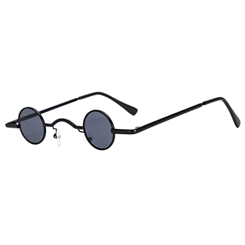 Dzrige Round Polarized Hippie Sunglasses Classic Retro Small Round Sunglasses Cute Funny Small Circle Glasses for Women Men (Black Frame)
