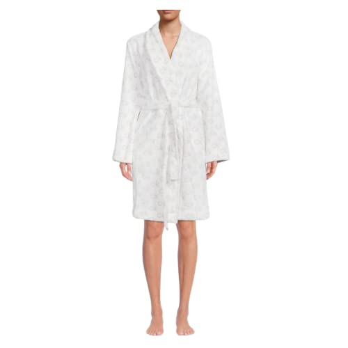 Calvin Klein Women's Logo Belted Fluffy Soft Robe (X-Small-Small, Pink(qp2300-210)/P) (US, Alpha, X-Small, Small, Regular, Regular, White CK)