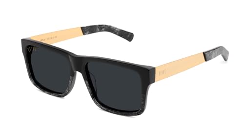 9FIVE Caps LX Black Marble & 24K Gold Pure Polarized Sunglasses with CR-39 100% UV Protection Lens - Elevate Your Confidence and Style with Handcrafted Luxury Mens Sunglasses