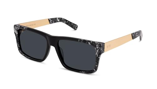 9FIVE Caps LX Black & White Onyx Sunglasses with CR-39 (Standard) 100% UV Protection Lens - Elevate Your Confidence and Style with Handcrafted Luxury Men Sunglasses