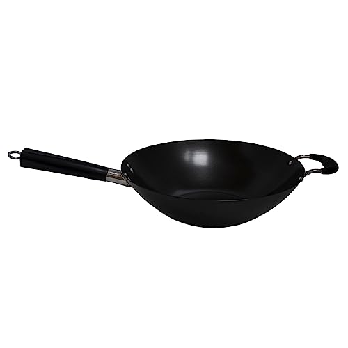IMUSA USA 14' Traditional Nonstick Coated Wok with Triangle Helper Handle
