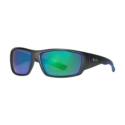 HUK Men's Polarized Lens Eyewear with Performance Frames, Fishing, Sports & Outdoors Sunglasses Oval, (Spearpoint) Green Mirror/Matte Black, Medium/Large