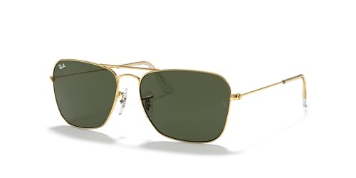 Ray-Ban RB3136 Caravan Square Sunglasses, Gold/G-15 Green, 58 mm