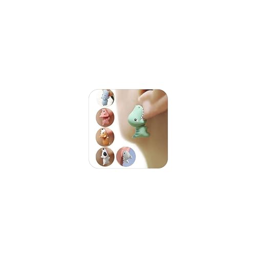 6 Pairs Cute Animal Bite Earrings for Women Girls 3D Clay Earrings Animal Cartoon Biting Ears Stud Earrings Jewelry Gifts