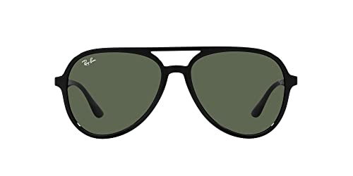 Ray-Ban RB4376 Aviator Sunglasses, Black/Dark Green, 57 mm