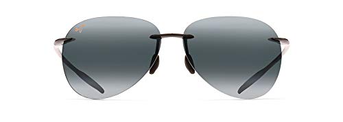 Maui Jim Men's and Women's Sugar Beach Polarized Rimless Sunglasses, Gloss Black/Neutral Grey, Medium