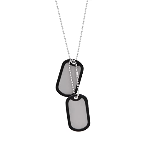 Paialco Stainless Steel Military Dog Tags Necklace Bead Chain 27', Black Silceners