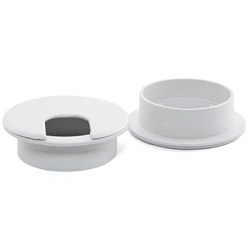 2pcs 2 Inch Desk Wire Cord Cable Grommets Hole Cover for Office PC Desk Cable Cord Organizer Plastic Cover (White-2Pcs)