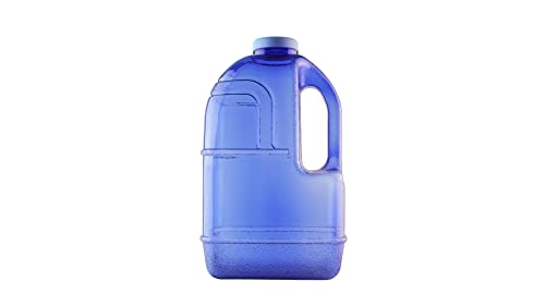 New Wave Enviro 1 Gallon Square BPA Free Bottle with Screw Top Lid and Integrated Handle, Space Saving Design, Ideal for Gym and Outdoor Life, Blue