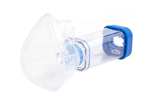 Premium Adult Inhaler Spacer for Adult - Aerochamber with Comfortable Face Mask - Blue