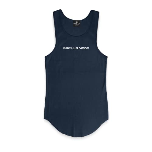 Gorilla Mode Muscle Ribbed Tank Tops (Large, Navy)