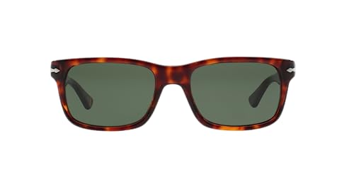 Persol PO3048S Rectangular Sunglasses, Havana/Green, 55 mm