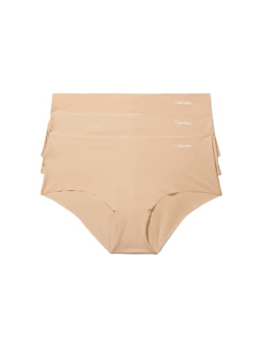 Calvin Klein Women's Invisibles Seamless Hipster Panties, 3 Pack, Light Caramel/Light Caramel/Light Caramel, Medium