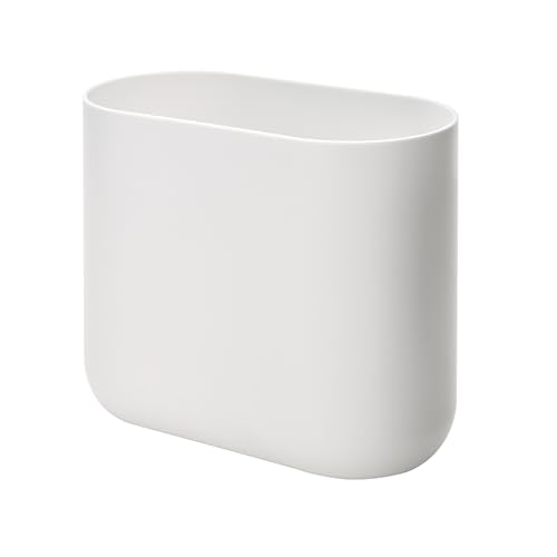 iDesign Slim Oval Plastic Waste Basket The Cade Collection, 10.56” x 5.5” x 9.77”, White