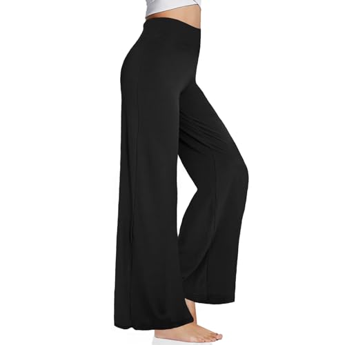 QGGQDD Wide Leg Yoga Pants for Women - Palazzo Black High Waisted Plus Size Flowy Lounge Pants