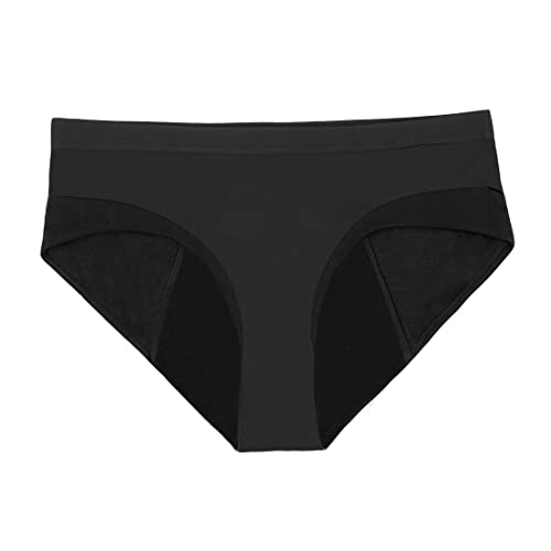 THINX Modal Cotton Brief Period Underwear for Women, Period Panties, FSA HSA Approved Feminine Care, Menstrual Underwear Holds 4 Tampons, Black, Large