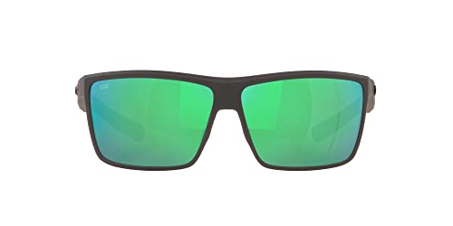 Costa Del Mar Men's Rinconcito Polarized Rectangular Sunglasses, Matte Grey/Green Mirrored Polarized-580G, 60 mm