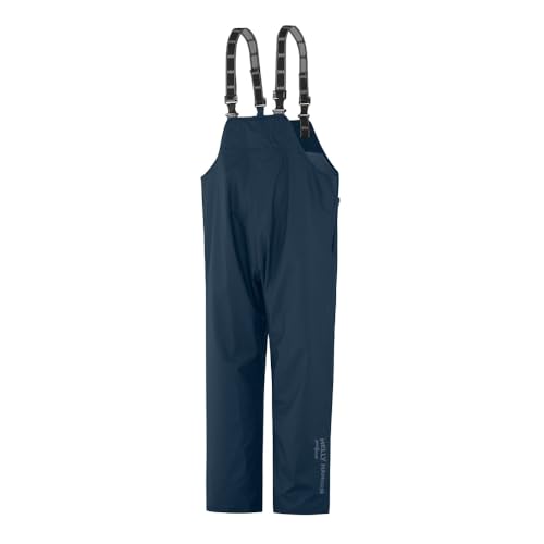 Helly-Hansen Workwear Mandal Waterproof Bib Overalls for Men Made of Durable PVC-Coated Polyester, Breathable and Adjustable, Classic Navy - L
