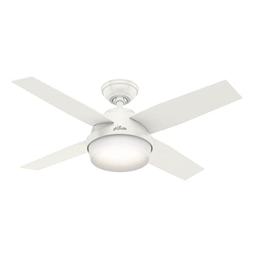 Hunter Dempsey Indoor Ceiling Fan with LED Light and Remote Control, 44', White