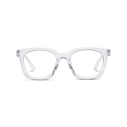 Peepers by PeeperSpecs Women's to The Max Square Blue Light Blocking Reading Glasses, Clear, 49 + 1.5