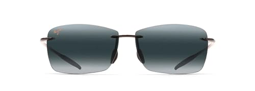 Maui Jim Men's and Women's Lighthouse w/ Patented PolarizedPlus2 Lenses Polarized Rimless Sunglasses, Gloss Black/Neutral Grey Polarized, Medium