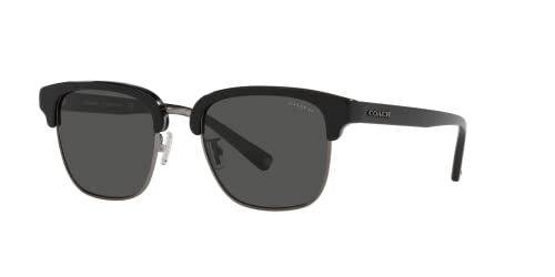 Coach HC8326 Sunglasses, Black/Gunmetal/Dark Grey Solid, 52 mm