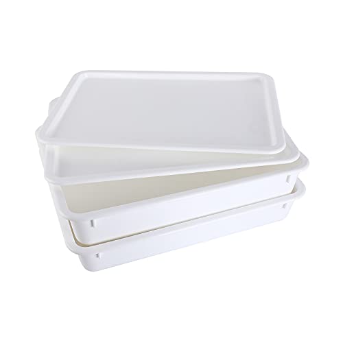 GSM Brands Pizza Dough Proofing Box - Stackable Commercial Quality Trays with Covers (17.25 x 13 Inches) - 2 Trays and 2 Covers