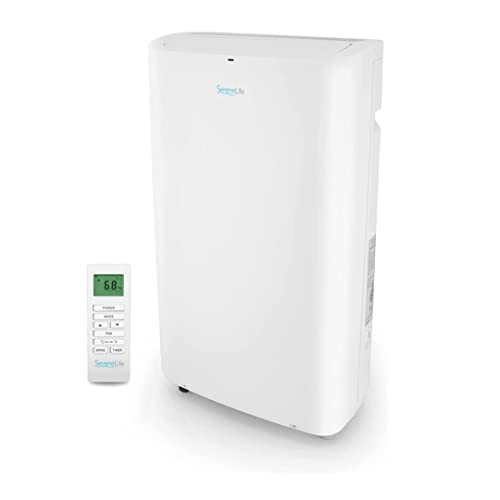 SereneLife SLPAC14 SLPAC 3-in-1 Portable Air Conditioner with Built-in Dehumidifier Function,Fan Mode, Remote Control, Complete Window Mount Exhaust Kit, 14,000 BTU, White