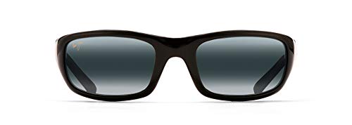 Maui Jim Men's and Women's Stingray Polarized Wrap Sunglasses, Gloss Black/Neutral Grey, Small