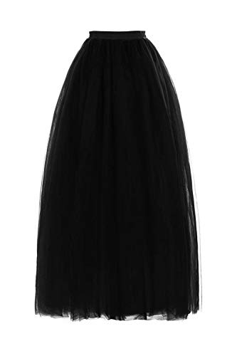 BABYONLINE D.R.E.S.S. Long Petticoat for Women Floor Length Black Tulle Underskirt,Black One Size