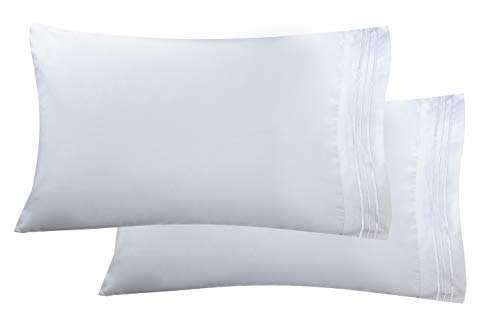 Elegant Comfort Luxury Ultra-Soft 2-Piece Pillowcase Set - 1500 Premium Hotel Quality Microfiber Double Brushed - Wrinkle Resistant, King Size, White