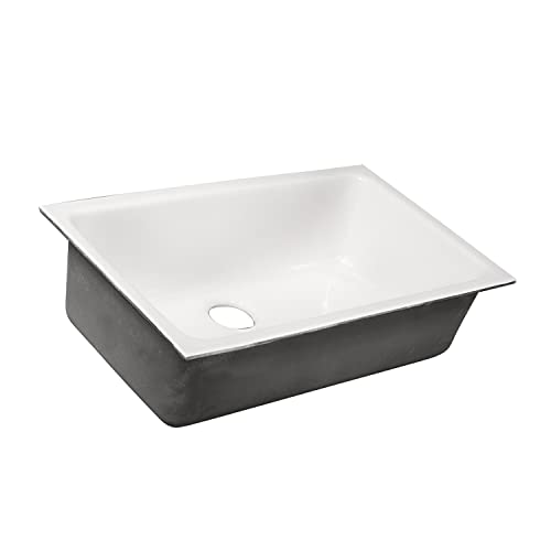 CECO Sinks-Delray 754-UM Single Bowl Undermount No Hole Cast Iron Kitchen Sink 33' x 19.5' x 9', White