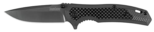 Kershaw Fringe Pocket Knife, 3-inch 8Cr13MoV Steel Blade with Gray Titanium Carbo-Nitride Coating, Carbon-Fiber Insert; SpeedSafe Assisted Opening, 8310