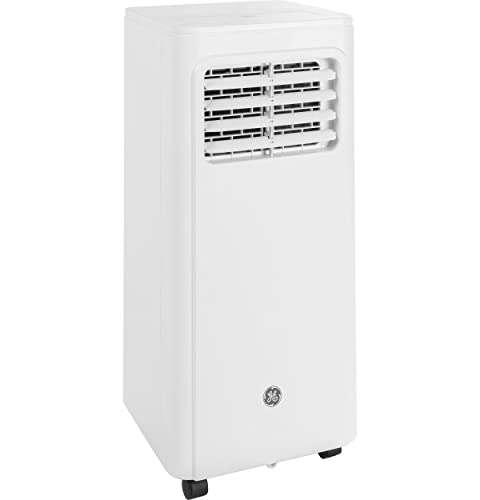 GE 8,000 BTU Portable Air Conditioner for Small Rooms up to 150 sq ft. (5,100 BTU SACC), 3-in-1 with Dehumidify, Fan and Auto Evaporation, Included Window Installation Kit
