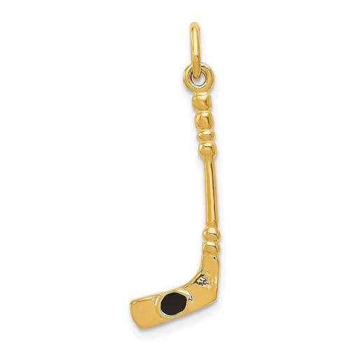 14k Yellow Gold 3D Hockey Stick With Enamel Charm Pendant for Women 0.75g Design-XZX777-3500