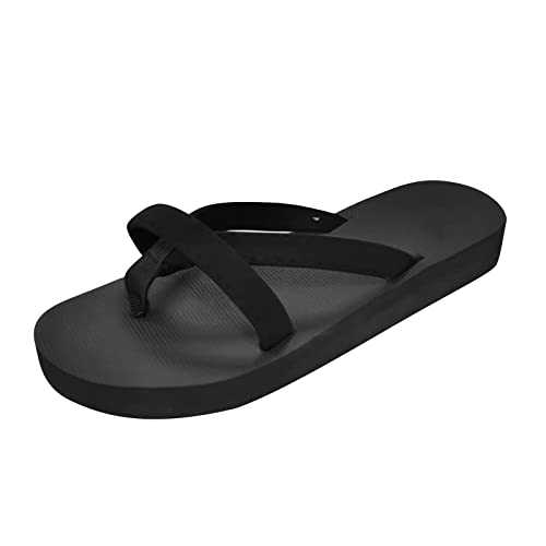 Classical Flip Flops for Women Casual Thong Womens Sandals Comfort Heel Cushion, Ladies Beach Cushion Lightweight Sandals 08_Black, 8.5