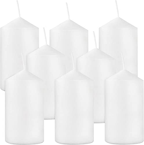 Set of 8 Unscented Pillar Candles 2' x 4'，White Candles for Home Decor,Church,Restaurants,Spa,Emergency Light,All Occasions