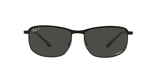 Ray-Ban RB3671CH Chromance Rectangular Sunglasses, Black On Black/Dark Grey Polarized, 60 mm
