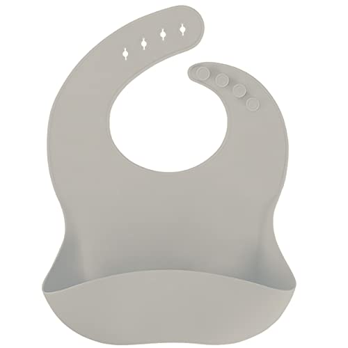 Aiden's Corner Baby Infant Boys Girls Silicone Bibs for Infants Toddlers BPA Free Unisex Soft Adjustable Fit With Catcher Washable Waterproof Feeding Bibs (Gray)