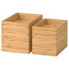 Ikea Dragan Bamboo Boxes w/Lids - 2 pc set