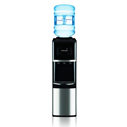 Primo Top-Loading Water Dispenser - 3 Temp (Hot-Cool-Cold) Water Cooler Water Dispenser for 5 Gallon Bottle w/Child-Resistant Safety Feature, Black and Stainless Steel, 3 Spout