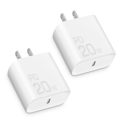 USB C Charger Block 20W-Type C Charger Fast Charging for IP 15/15 Pro/15 Plus/15 Pro Max/14/13/12/11/SE/XR/8, i Pad Pro/Mini, Galaxy, Pixel 4/3 and More [2 Pack]