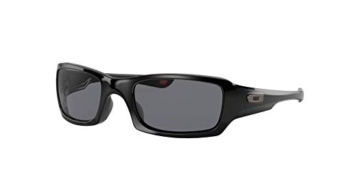 Oakley Men's OO9238 Fives Squared Rectangular Sunglasses, Polished Black/Grey, 54 mm