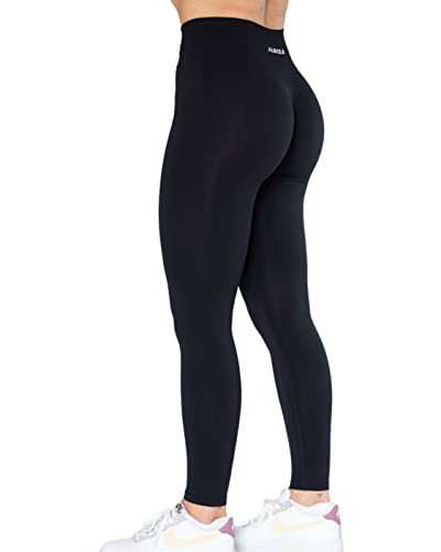 AUROLA Dream Collection Workout Leggings for Women High Waist Seamless Scrunch Athletic Running Gym Fitness Active Pants Dark Black M