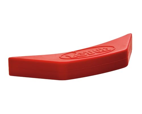 Lodge Silicone Assist Handle Holder - Dishwasher Safe Hot Handle Holder Designed for Traditional Lodge Cast Iron Dual Handle Products - Reusable Heat Protection Up to 450° - Red