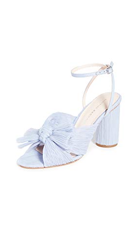 Loeffler Randall Women's Camellia Pleated Bow Heel with Ankle Strap, Blue, 8 Medium US