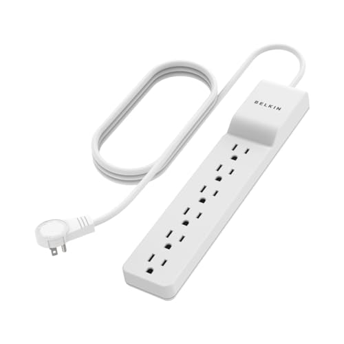 Belkin 6-Outlet Surge Protector Power Strip, 6ft Cord, 360° Rotating Plug - 1080 Joules Protection