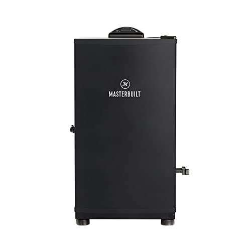 Masterbuilt 40-inch Digital Electric Vertical BBQ Smoker with 970 Cooking Square Inches, Side Wood Chip Loader, Chrome Smoking Racks, Digital Control Board, in Black, Model MB20072918
